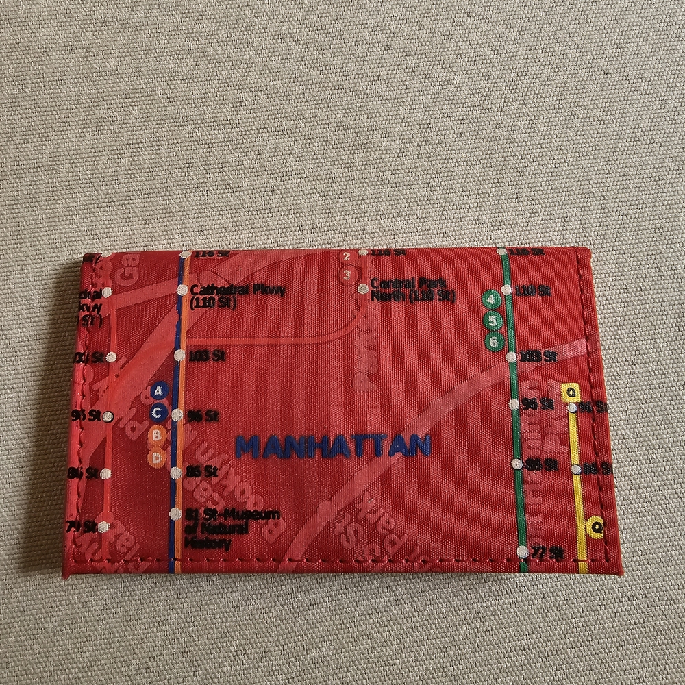 Very Good Condition NYC Subway Line Red Slim Wallet / Credit Card Holder